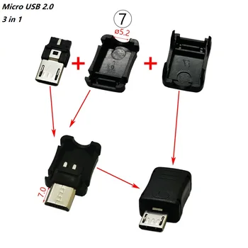 10 комплекта съединители Micro USB 2.0 (3 в 1) USB конектор 3Pin С пластмасов капак с Диаметър 5,2 мм и Видове работи