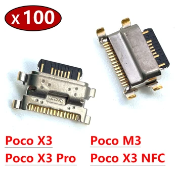 100 бр. Нов за Xiaomi Mi Poco X3 Pro, NFC M3, USB порт за зареждане конектор за зареждане, конектор за докинг станция