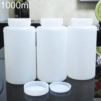 1000 ml Пластмасова бутилка за съхранение на химически течности, флакон с природата, лаборатория за доставка, празна пластмасова бутилка с широко гърло