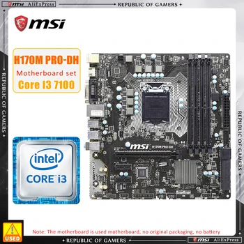 1151 Комплект дънната платка MSI H170M PRO-DH + I3 7100, процесор intle H170 4x DDR4 64 GB PCIe 3.0 е SATA III USB3.1 HDMI Micro ATX