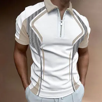 2023, риза с къси ръкави в стил мозайка, мъжки Ежедневни риза с къси ръкави с цип с ревери, къс ръкав, жилетка, дишаща, S-3XL Години
