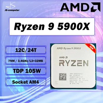 AMD Ryzen 9 5900X R9 5900X 3,7 Ghz Двенадцатиядерный 24-стрийминг процесора 7 НМ L3 = 64 М 100-000000061 Гнездо AM4