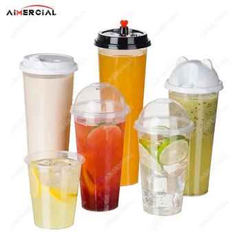 C360 Прозрачни Пластмасови Чаши за Еднократна употреба от PP 1000 В опаковка 360/400/450/500/700 мл за Напитки с Мляко и сок Boba Bubble на храна за вкъщи