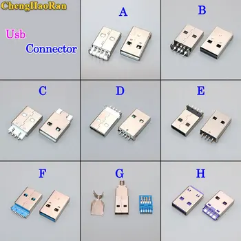 ChengHaoRan 5 бр штекерный конектор USB Type A 90 градуса 4-пинов конектор САМ Бели конектори