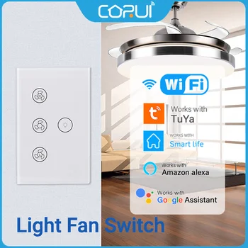 CORUI Sasha WIFI Smart Light Ключове фен Цифров регулируем превключвател на вентилатора Ръчно сензорен превключвател за Smart Life Алекса Google Home