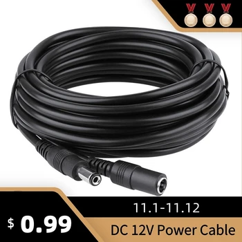 DC12V удължителен кабел за захранване 2,1*5,5 мм Жак между мъжете и Жените За Камери за Видеонаблюдение Черен Цвят 16,5 Фута 5 М, 10 м захранващ кабел