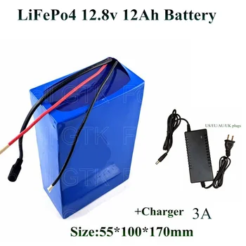 GTK Lifepo4 12v 12Ah батерия 4s 12,8 В BMS 15A 10ah опаковка за 100 W 150 W камера с led светкавица слънчев електроинструмент + зарядно устройство 14,6 В 3A