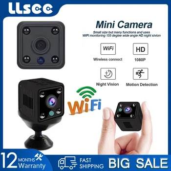 LLSEE Мини HD камера за видеонаблюдение камери за Видеонаблюдение Камера за Сигурност Wi-Fi IP Инфрачервено нощно виждане Pir Откриване на движение Двупосочен звук