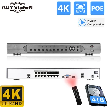 XMEye 16CH 4K POE NVR H. 265 + Мрежов Видеорекордер с запис лице на 2 твърди диска 24/7 Защита IP Камера Onvif P2P Система