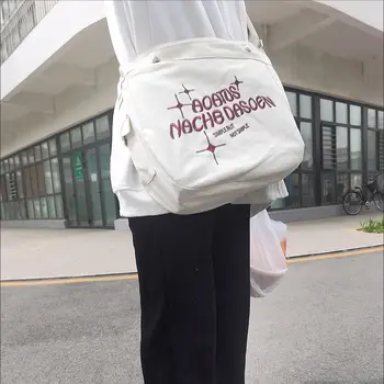 Американската ретро-холщовая чанта с бродерия голям капацитет, чанта през рамо дамски чанти-тоут, чанта за крайградски пътувания, чанта през рамо за жени