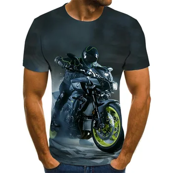 Готина тениска с състезателна графика, мъжка тениска с мотоциклетным 3D принтом, летни модни потници, тениска в стил пънк, мъжка проститутка, дрехи големи размери