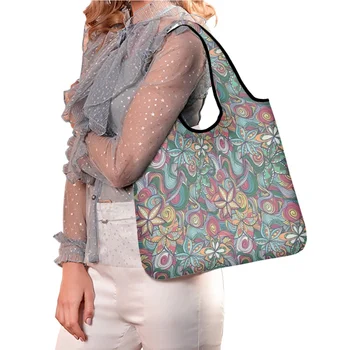 Креативната женска чанта TOADDMOS, преносима чанта за пазаруване с голям капацитет, цветни етническа чанта с флорални принтом, адаптивни чанта-месинджър