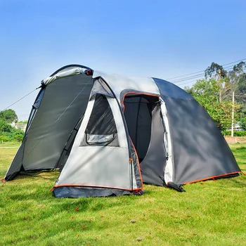 Къмпинг на открито, фамилна палатка на 3-4 човека, двуетажната туристическа палатка, една стая, един хол, непромокаемая палатка