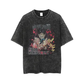 Мъжка тениска в стил харадзюку, дамски реколта градинска дрехи големи размери, тениска с графичен принтом на японското аниме, летни тениски с къс ръкав