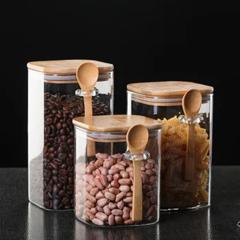 Нов вид стъклени квадратни кутии с високо съдържание на боросиликата, Кутия за храна за домашни любимци, Контейнер за съхранение на орехи, Стъклен съд за сервиране на предястия