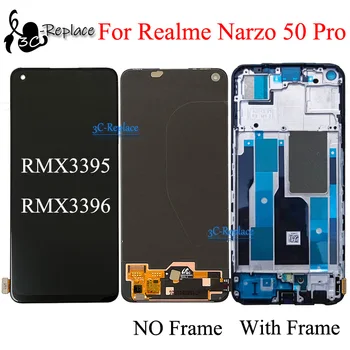 Оригинален Amoled TFT Черно 6,4 Инча За Oppo Realme Narzo 50 Pro LCD Дисплей С Сензорен Екран и Цифров Преобразувател В Събирането/С Рамка