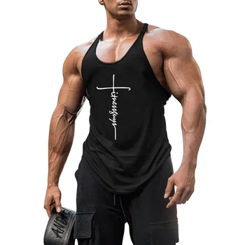Памук жилетка за културизъм и фитнес, мускулест мъжки спортен дълбоко деколте, 1 см, тънка презрамка, тиранти, тениски