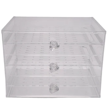 Пластмасова кутия За съхранение на бижута, поставка за обеци, органайзер, държач С 3 Вертикални чекмеджета (прозрачен)