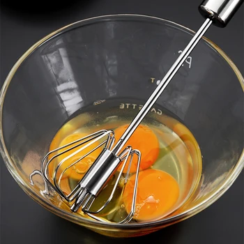 Полуавтоматични миксер за разбиване на яйца с автоповоротом Ръчна бъркалка от неръждаема стомана Ръчен пасатор за разбиване на жълтъка сметана Кухненски инструменти за разбиване на яйца
