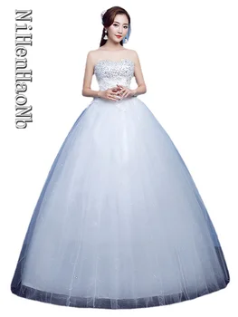 Сватбена рокля, бяла бална рокля с открити рамене, сватбени рокли принцеса булка, големи размери, Vestido De Noiva