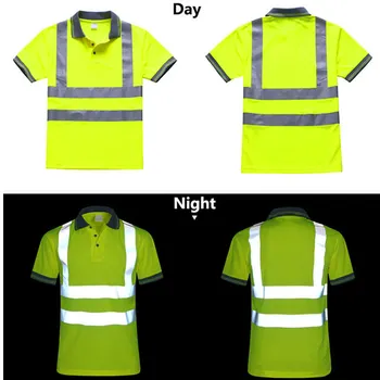 Светоотражающая защитно риза за нощна работа, бързосъхнеща тениска с къси ръкави, защитно облекло за строителна работно облекло