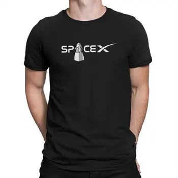 Тениска с логото на SpaceX и изображение на космически кораб Crew Dragon стил Харадзюку, мъжка тениска с кръгло деколте, мъжки дрехи