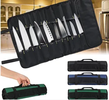 Чанта за ножа на майстор-готвач, чанта, на роли, калъф за носене, чанта за съхранение, Кухненски Прибори, Преносима здрав плат Оксфорд, 22 джоба за съхранение на ножове
