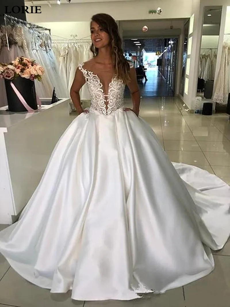 Сватбена рокля на принцеса Лори, отгоре завързана аппликацией, Шаферски Рокли Трапецовидна форма, с джобове, Бохо 2020, Сватбени рокли Дубай