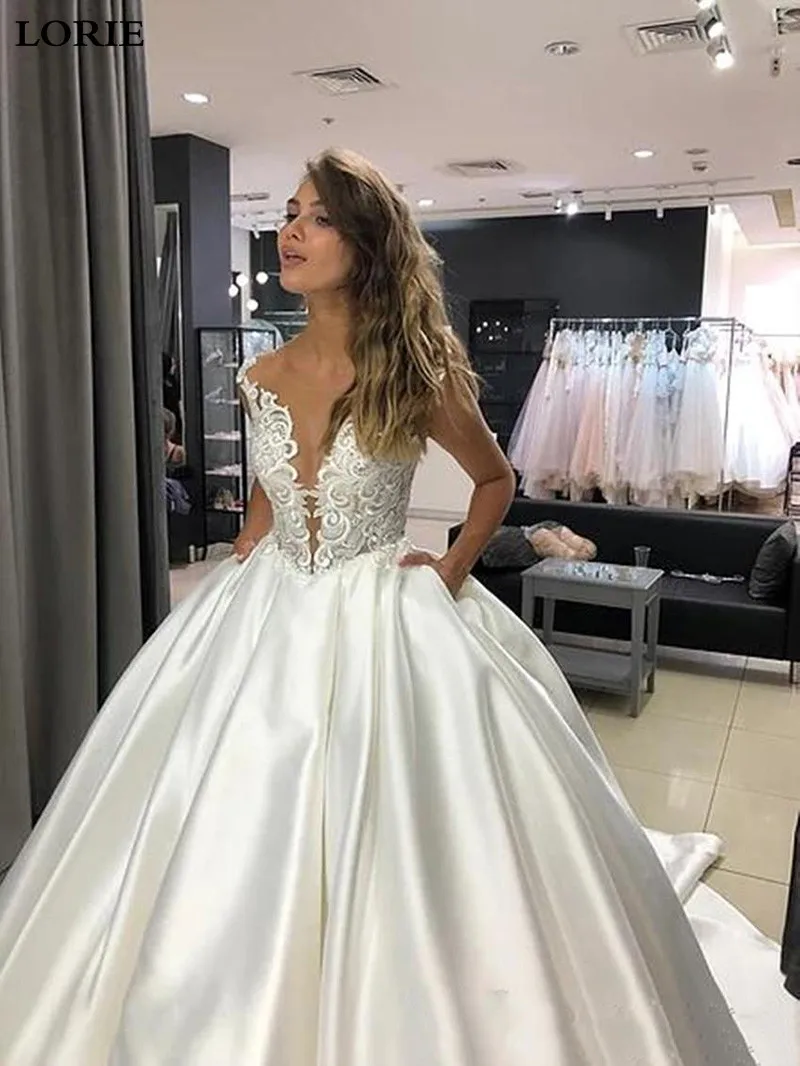 Сватбена рокля на принцеса Лори, отгоре завързана аппликацией, Шаферски Рокли Трапецовидна форма, с джобове, Бохо 2020, Сватбени рокли Дубай