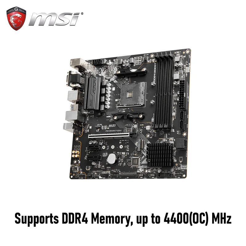 Настолна дънна Платка Socket AM4 AMD B550 MSI PRO B550M-P GEN3 DDR4 с комбинирана процесор на AMD Ryzen 5 4600G + комплект Kingston RAM, 3200 Mhz 16 GB
