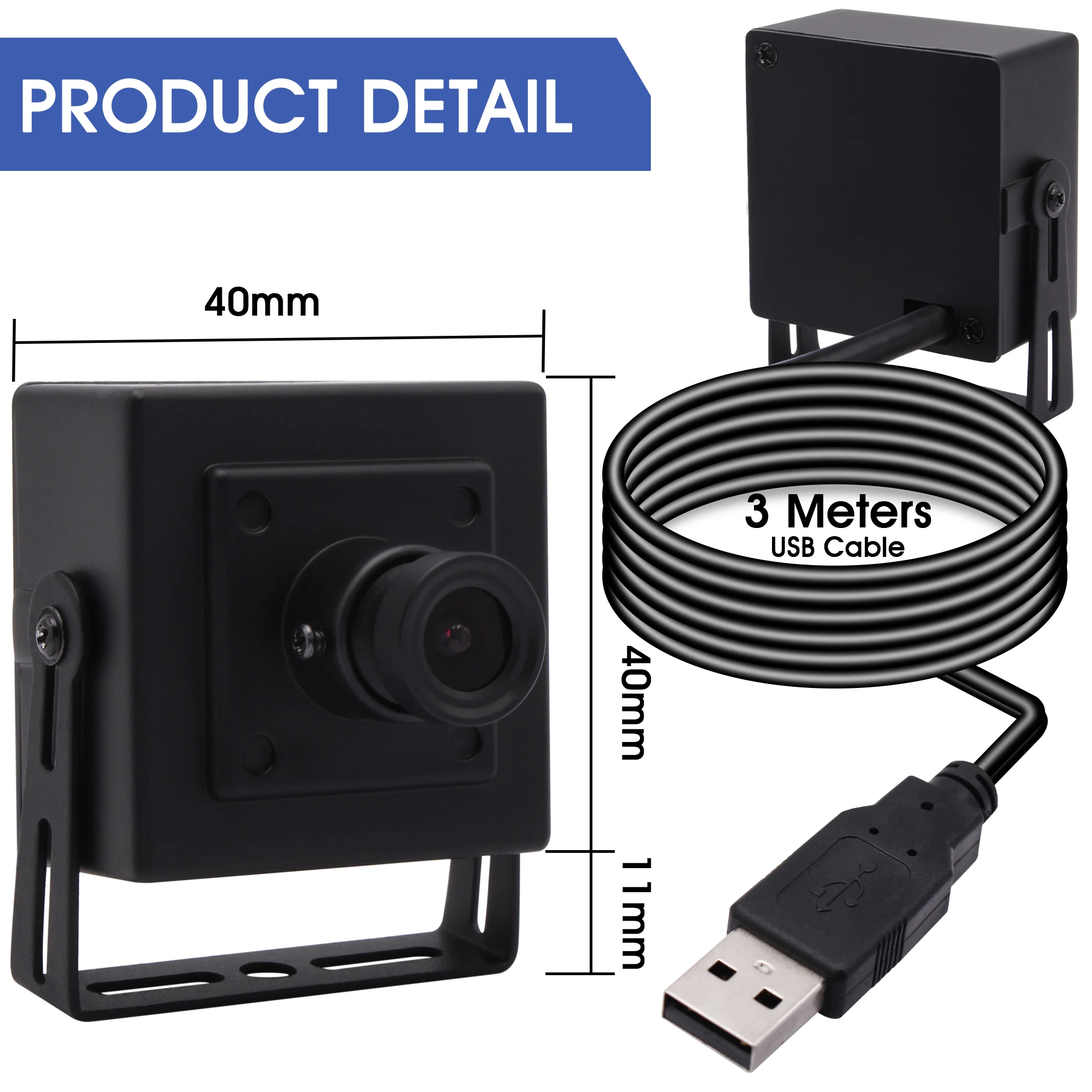Уеб камера с висока резолюция ELP 16MP 4656x3496 с ръчно фокусиране Mini USB-камера за сканиране на документи