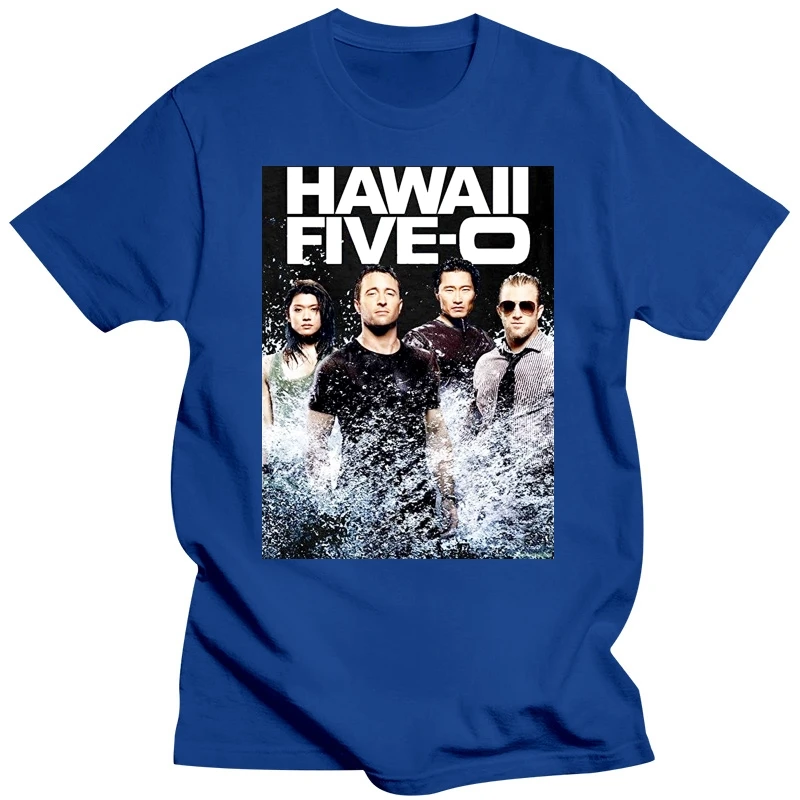 забавни тениски за мъже с плакат Hawaii Five 0, тениска с кръгла яка и къс ръкав