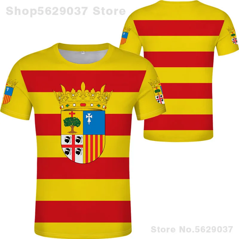 Aragon Shirt Безплатна Изработени По Поръчка На Тениска С Име И Номер На Сарагоса С Текст Принтом Теруел Huesca, Испания Alagon Испански Цвят Черен, Син Облекло