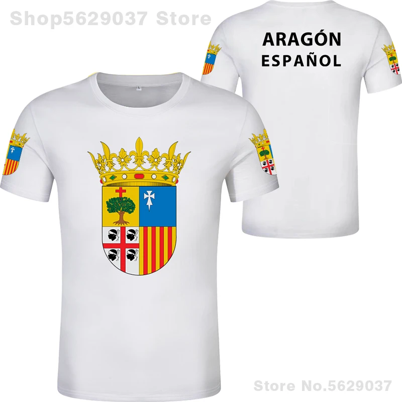 Aragon Shirt Безплатна Изработени По Поръчка На Тениска С Име И Номер На Сарагоса С Текст Принтом Теруел Huesca, Испания Alagon Испански Цвят Черен, Син Облекло